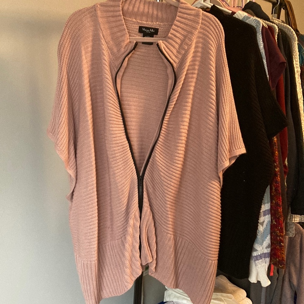 Marcus Adler Zip Up Poncho Sweater - Blush, One Size
